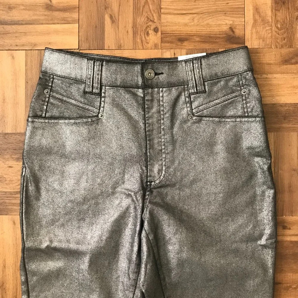 NWT INC International Concepts Metallic Silver Skinny Denim Jeans Size 8 - Picture 3 of 7